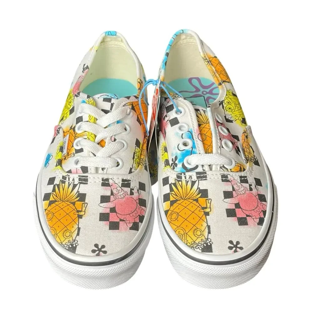 Vans Authentic‎ SpongeBob SquarePants White Checkerboard Airbrush Sneakers sz 6
